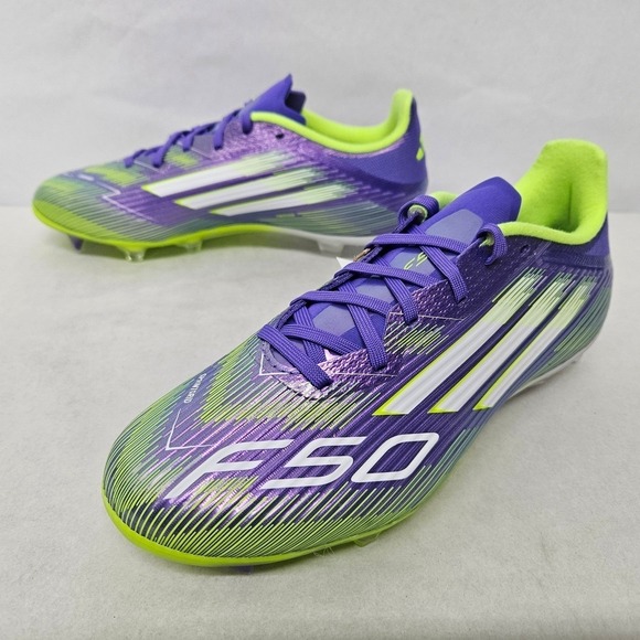 Adidas F50 League FG/MG Soccer Cleats JI0003 Purple Lucid Lemon Mens Size 10.5 - Picture 4 of 11